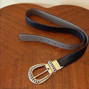 Brighton belt   reversible Black Gray pebbled Leather /silver tone buckle NWOT
